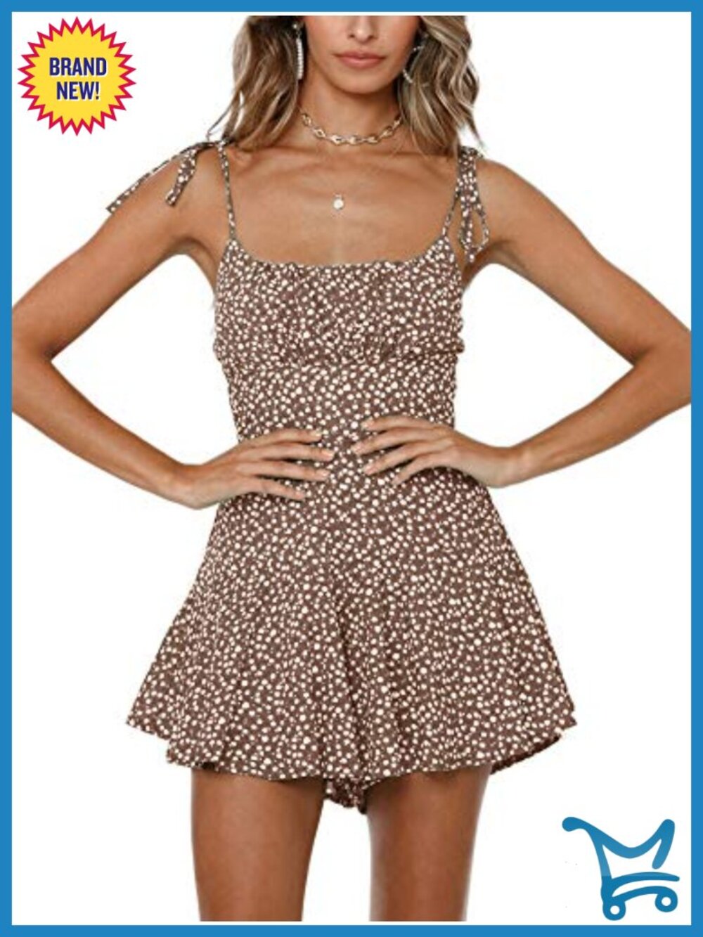 Boho Floral Wide Leg Short Romper Spaghetti Strap Smocked Jumpsuit